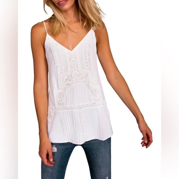 Angel Food Tops - AS by DF White Angel Good Crochet Detail Cami, Size Small